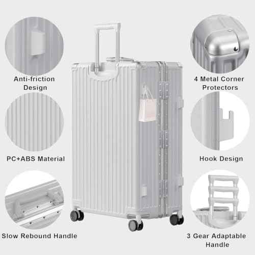 Luggage Sets 2 Piece Aluminum Frame Carry On and Checked Suitcase PC ABS Hard Shell TSA Lock No Zipper