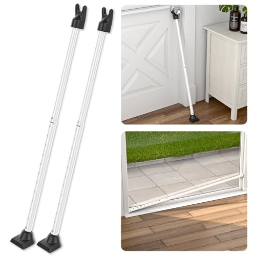 3-in-1 Door Security Bar, Security Door Stoppers & Door Barricade – Heavy Duty Adjustable Iron Security Lock Bar for Home Defense, Apartment & Travel Safety (2 Pack - White) (2 Count)