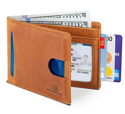 RFID Blocking Slim Bifold Genuine Leather Thin Minimalist Front Pocket Wallets for Men Billfold Wallet Men Gift