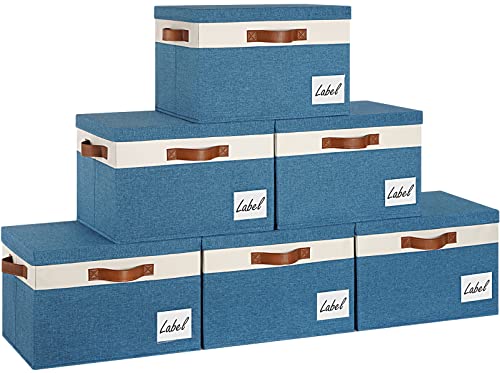 Fabric Storage Bins with Lid 6 Pack