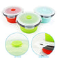 Ecomorning 3Piece Round Collapsible Lunch Container Silicone Food Storage Containers Collapsible Camping Bowl with Airtight Silicone Lids (3 Count)