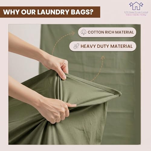 LFH Home Large Premium Cotton Rich Canvas Laundry Bag with Drawstring and Handles Heavy Duty (2 Count)