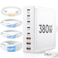 380W USB C Charger Block with 4 USB Cables Dual 100W Charging Station