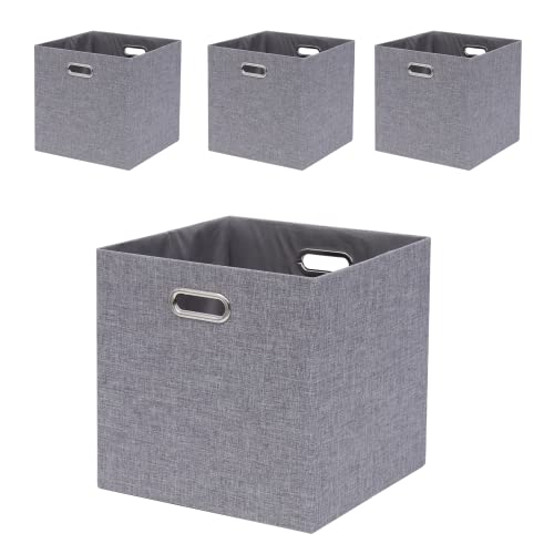 13x13x13 Inch Foldable Cube Storage Bins with Metal Handles (4 Count)
