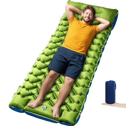 4in Ultralight Camping Sleeping Pad with Pillow and Foot Pump