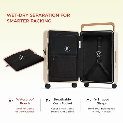 Balance 24" Wide Handle Suitcase Hardside Zipperless Luggage Red