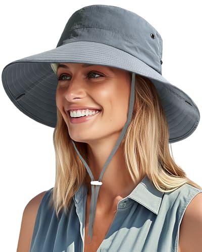 Sun Hats for Women Ponytail Wide Brim Summer Packable Cowboy Hat