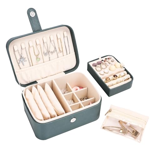 2 Layer Large Jewelry Travel Case with 4 Jewelry Pouches