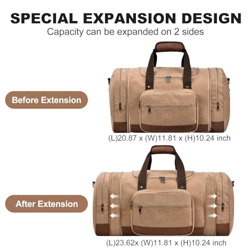 50L Canvas Duffle Bag for Travel Weekender Gym Overnight Carry