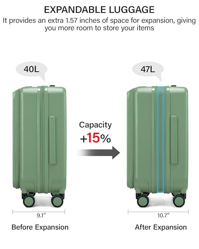 20 Inch Expandable Carry On Luggage 22x14x9 Airline Approved