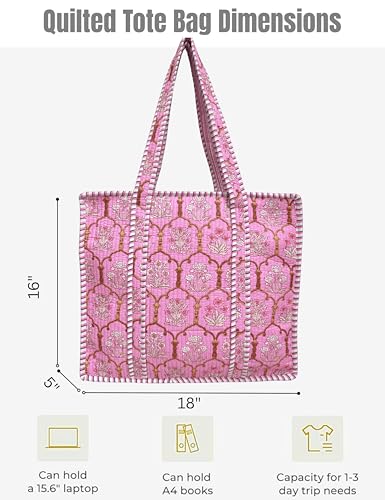 100% Cotton Quilted Tote Bag For Women
