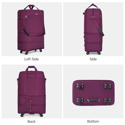 Suitcases with Wheels Expandable Foldable Luggage Bag Suitcase Collapsible Rolling Travel Bag Duffel Bag for Men Women Lightweight Suitcases without Telescoping Handle