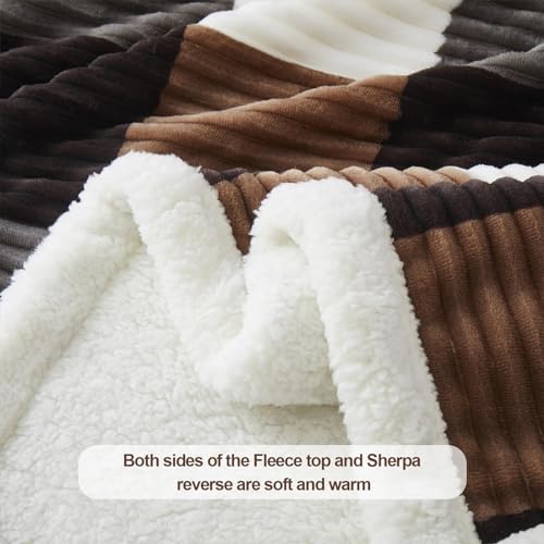Sherpa Blanket Twin Plaid Thick Bed Blanket