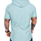 Mens Fashion Hoodies Sport Pullover Solid Color Shirt Workout Lightweight Tops Sky Blue Large