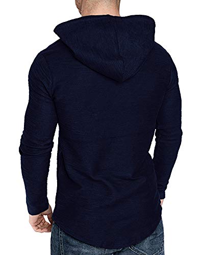 Mens Fashion Athletic Hoodies Sport Sweatshirt Solid Color Fleece Pullover Navy 3X