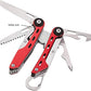 10-in-1 Stainless Steel Multitool for Hiking and Survival Gear with Needlenose Pliers, Wire Cutter, Saw, Safety Lock, Nylon Sheath, Red