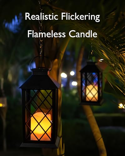 2 Pack 13'' Black Solar Lanterns