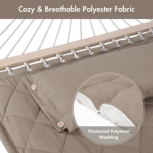 Double Hammock with Spreader Bars and Detachable Pillow