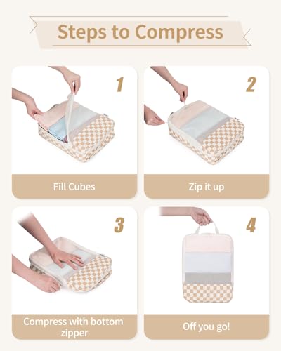6 Set Compression Packing Cubes for Travel Women Men