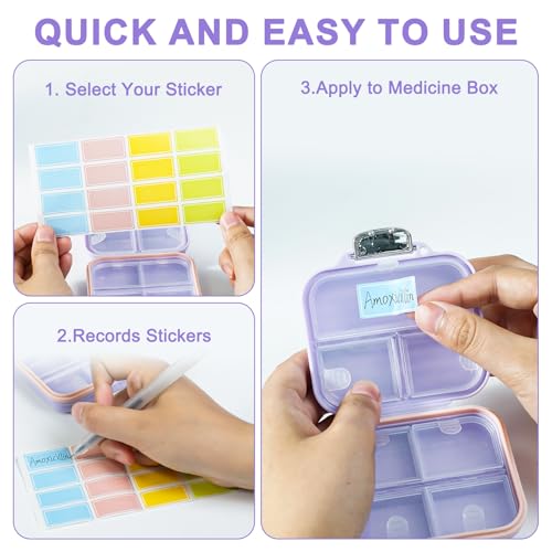 Travel Pill Organizer Box with Labels