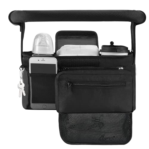 Non Slip Universal Stroller Organizer with Insulated Cup Holder