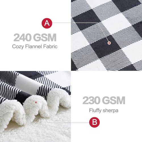 Sherpa Fleece Throw Blanket 60" x 80" Reversible Plush Fluffy Large Big Blanket Lattice Flannel Blankets for All Season Use