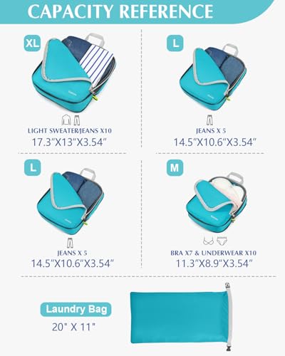 5 Piece Compression Packing Cubes with Laundry Bag (5 Count)