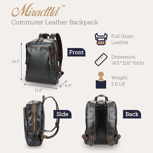 Leather Backpack for Men 15.6" Laptop Backpack 100% Madagascar top