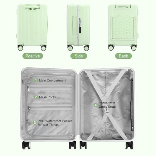 20" Carry On Luggage Double Handle Suitcase with Net Pocket