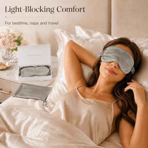 Silk Sleep Mask Light Blocking Luxury 100% Mulberry 19mm Silk Eye Mask Eye Cover Blindfold Ultra Soft Light & Comfy Anti Aging Skin Care with Travel Bag Gift Package