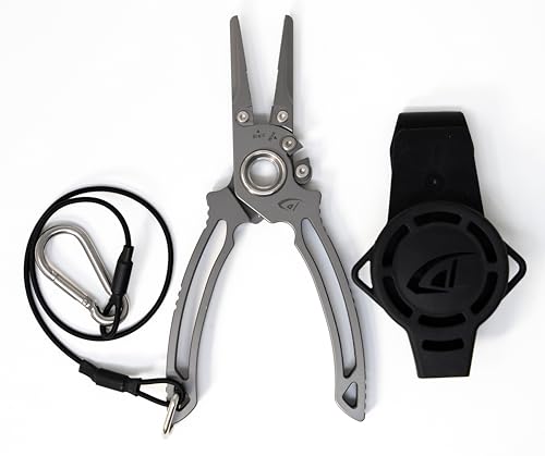 danco 7 Inch Titanium Dual Cutter Fishing Pliers with Sheath and Lanyard