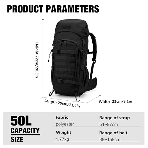 50L Internal Frame Hiking Survival Backpack