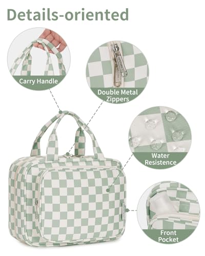 Hanging Toiletry Bag for Women Travel Checkered Makeup Bag Organizer Toiletries Bag for Travel Size Essentials Accessories Cosmetics