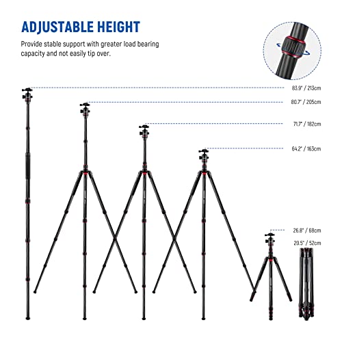 N55CR Upgraded 80.7" Carbon Fiber Camera Tripod Monopod Travel Stand
