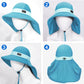 Cooling Sun Hat for Men Women UPF50+ Wide Brim Fishing Hat with Neck Flap Adjustable Foldable Bucket Hat for Hiking Light Blue