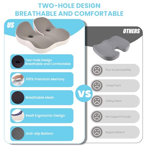 Seat Cushion Memory Foam for Sit Bone and Back Pain Relief