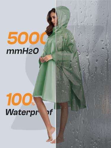 Adult Rain Poncho Waterproof Hooded Zipper Raincoat with Pockets
