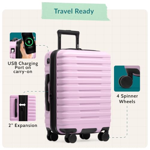 Boren Expandable Hardside Rugged Travel Luggage with 8 Spinner Wheels (3 Piece)