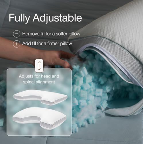 Cool+ Cut Out Adjustable Pillow Queen with Cooling Gel & Shoulder Cut