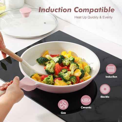8Inch Nonstick Ceramic Frying Pan with Lid