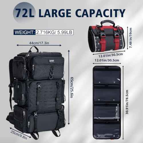 72L Fishing Tackle Backpack with Cooler