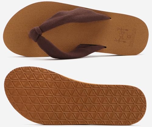 Flip Flops for Women Arch Support Summer Pool Sandals Brown Size 7.5