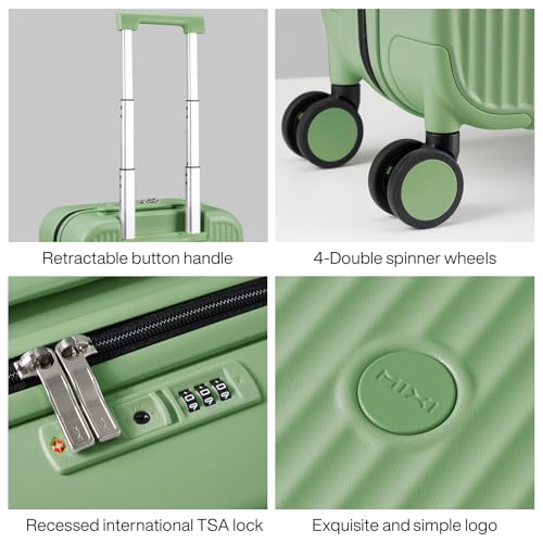 Underseat Carry on Luggage 16 Inch Hardshell PC Suitcase with Spinner Wheels TSA Lock for Travel