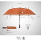 Folding Umbrella Real Wood Handle Herringbone Gold Flame