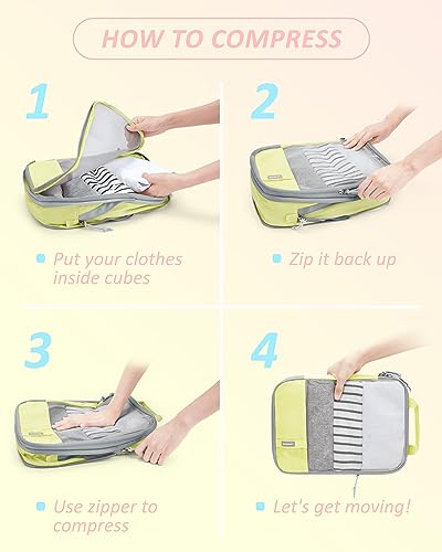 6 Set Compression Packing Cubes for Travel (6 Count)