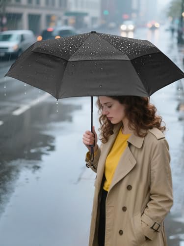 Windproof Travel Umbrellas for Rain and Sun (2 Count)
