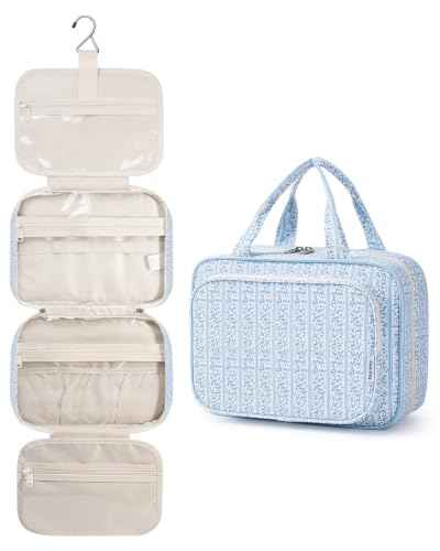 Travel Toiletry Bag for Women Large Hanging Makeup Bag Organizer Toiletries Bag for Full Size Essentials Accessories Cosmetics