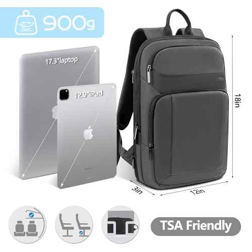 Backpack for Men Slim & Expandable Travel Laptop Backpack with USB Charging Port Water Resistant Anti