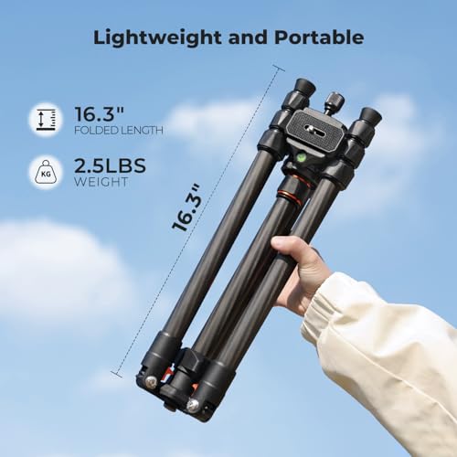 64" Carbon Fiber Camera Tripod with 1.4" Metal Ball Head