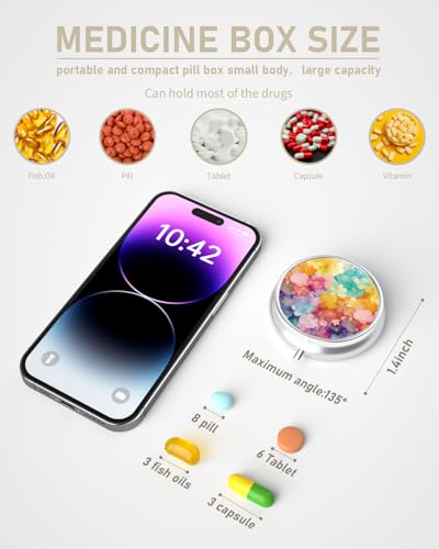 Pill Box 3 Compartment Portable Travel Medicine Box with Mirror